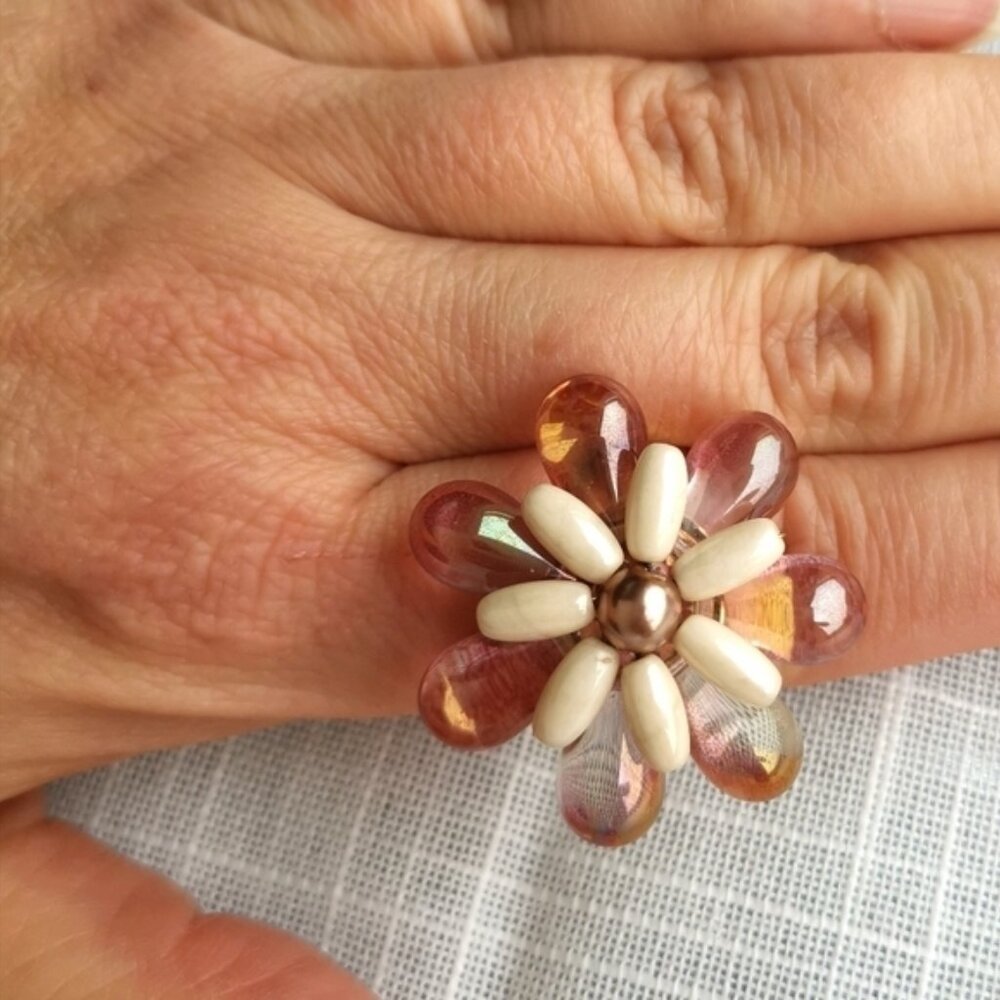 NEW Artisan glass bead adjustable ring - Picture 3 of 3